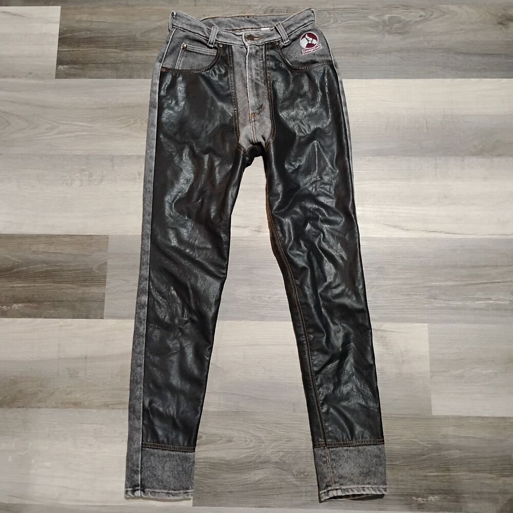Vtg Cottage Craft Black Riding Jeans Women's 24 Faux Leather Equestrian Pants